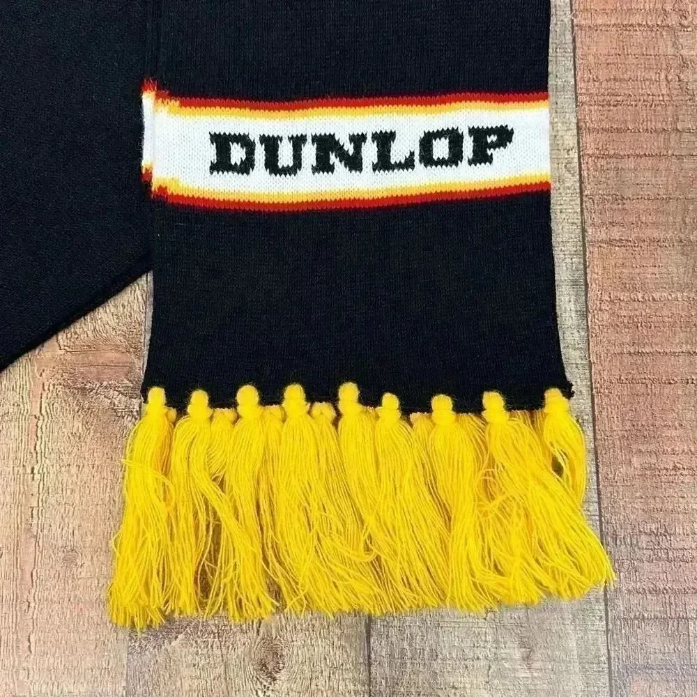 Dunlop Winter Scarf Black & Yellow with Fringe